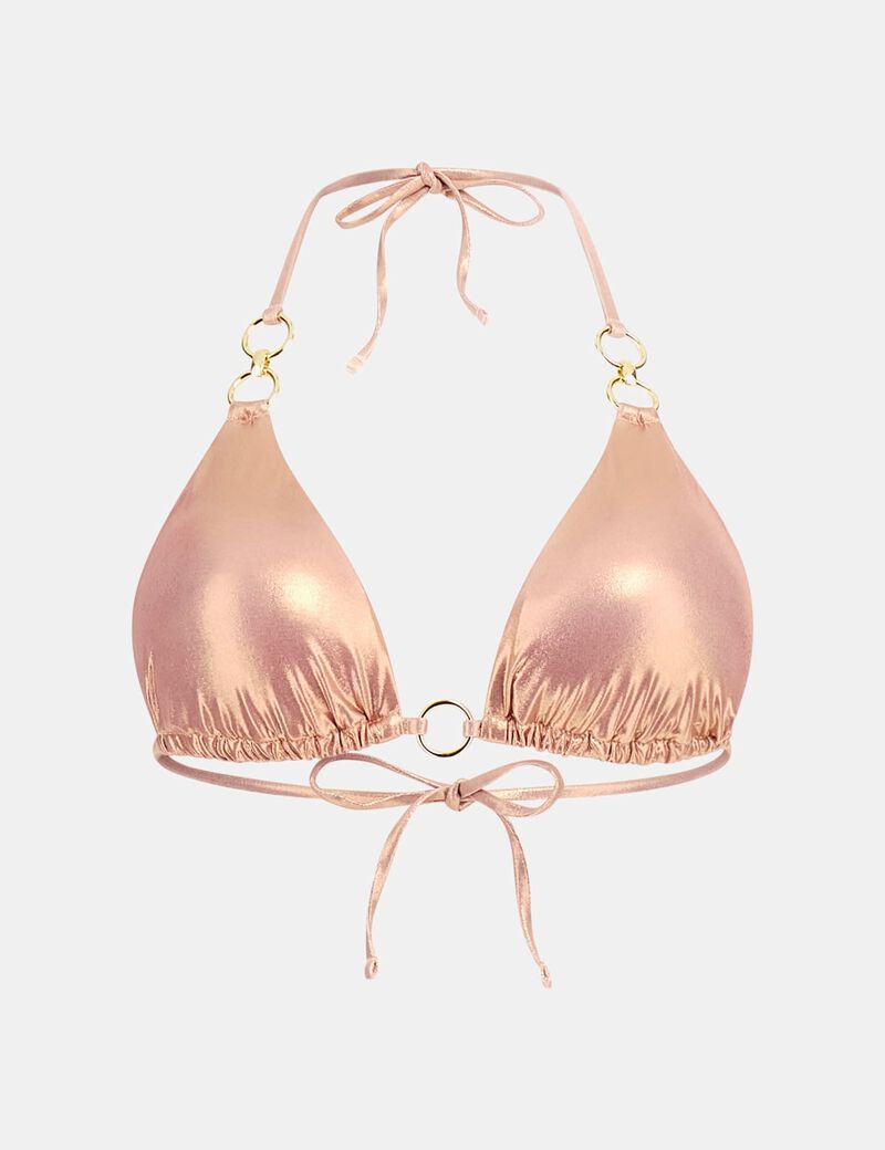 Metallic effect triangle bikini top