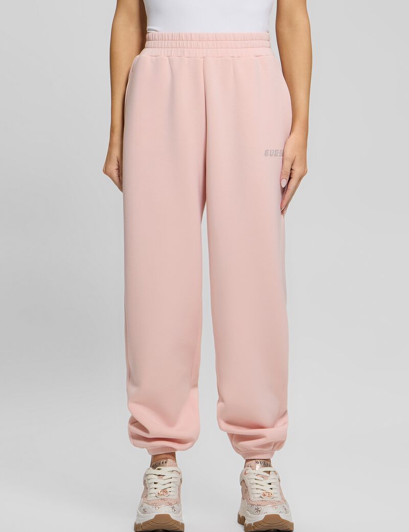 Rhinestone logo joggers
