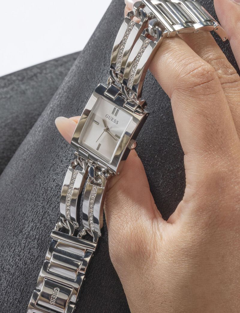 Guess Women\'s Silver Watch with Crystal Detailing Silver-Tone Multifunction Crystal Watch | GUESS Factory main image 2