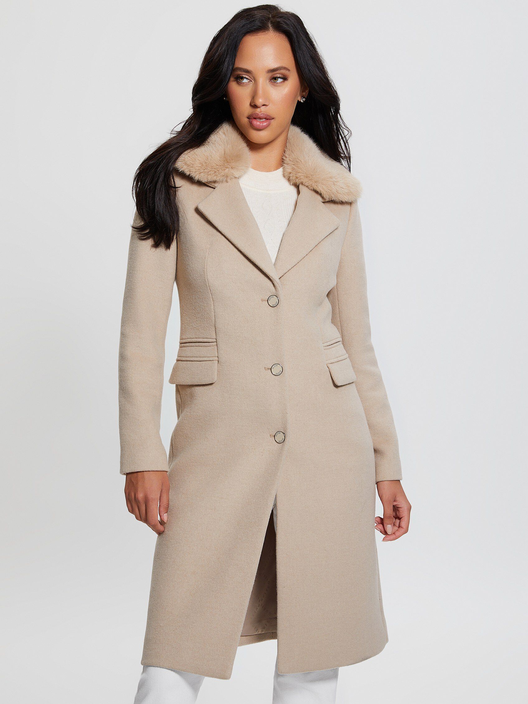 Guess double breasted shop wool blend coat