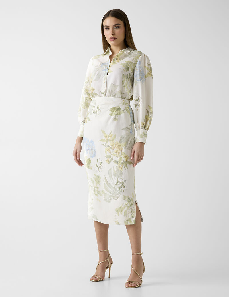 guess linen blend printed shirt