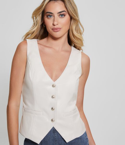 Faux leather vest