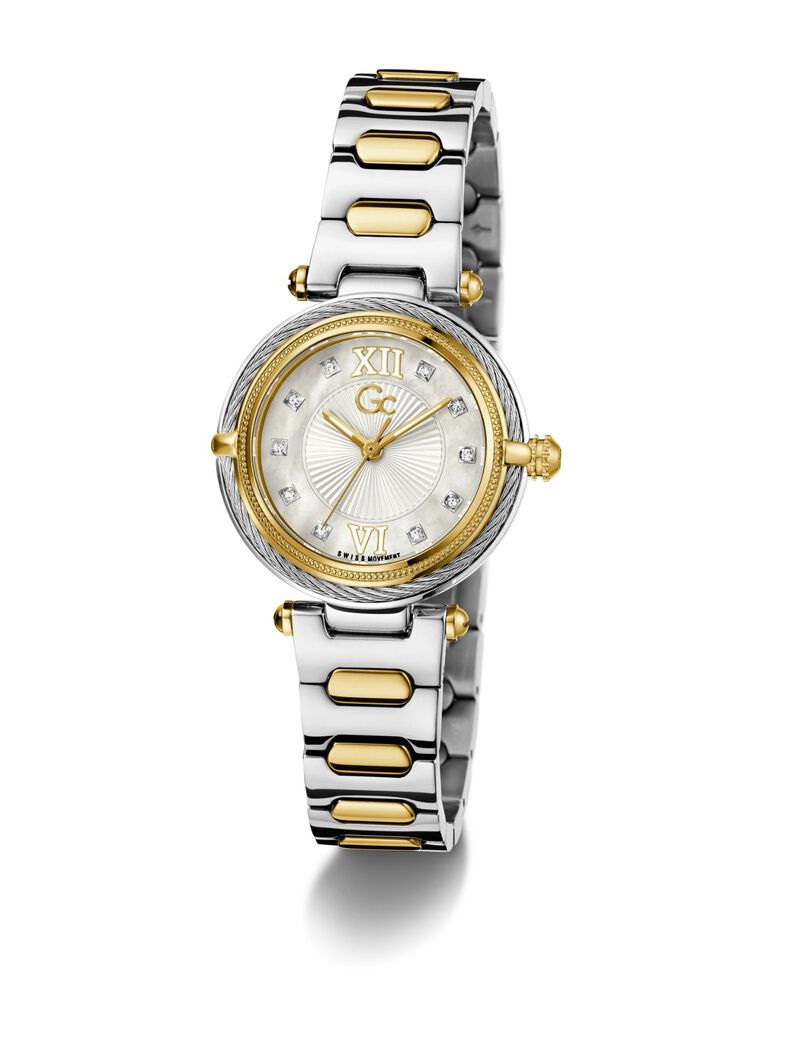 Gc Sportchic Women S 763 Mvmt White Dail 10 Amt Silver Yellow Gold Stainless Steel Brct