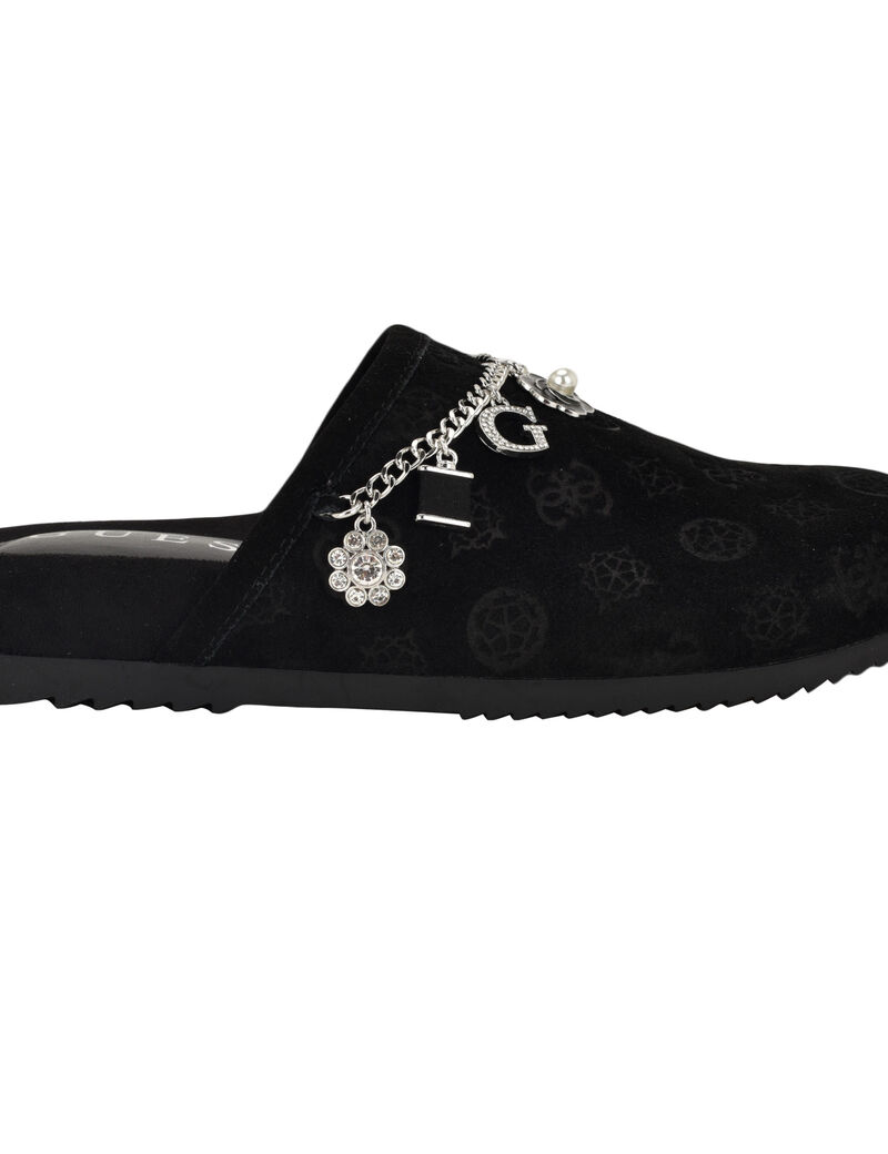 Gavyn suede slip on mule with charm detailing