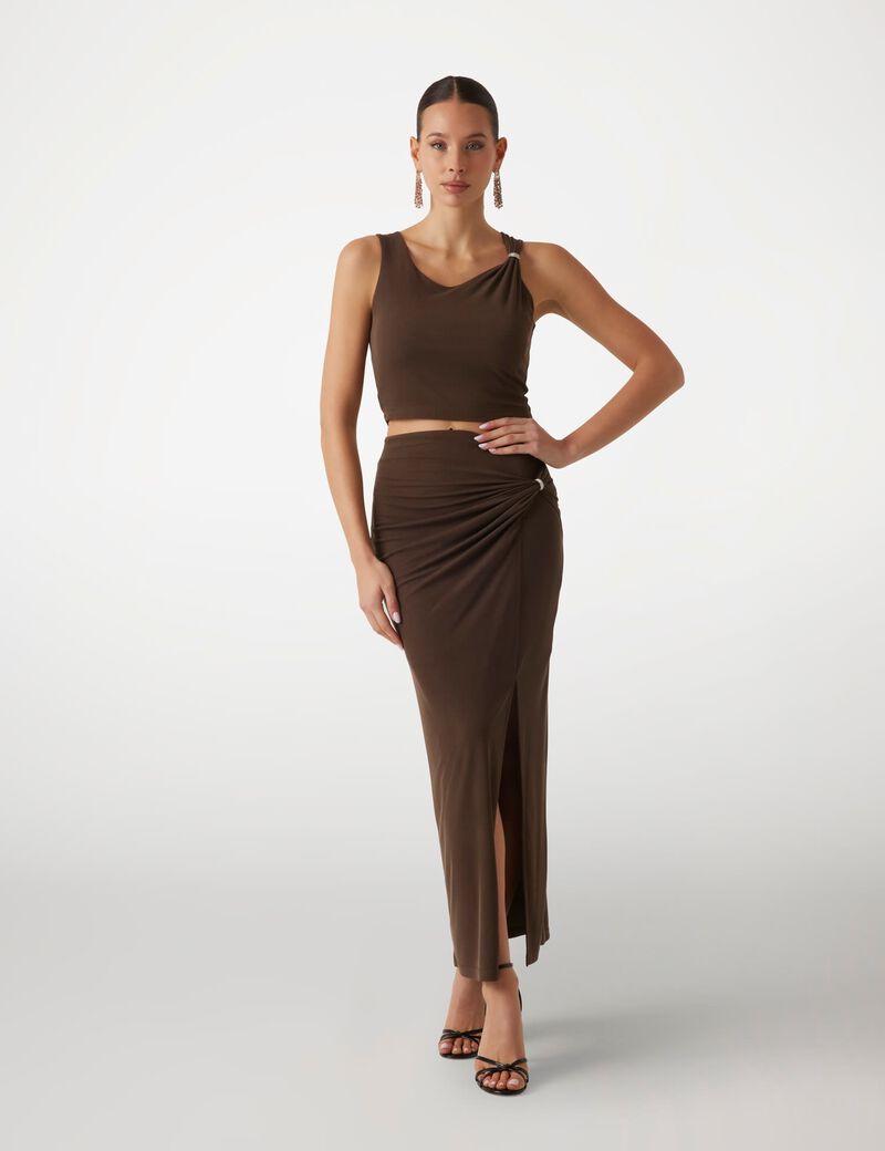 Long draped pencil skirt