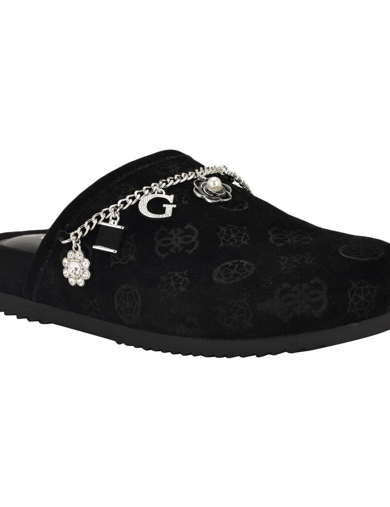 Gavyn suede slip on mule with charm detailing