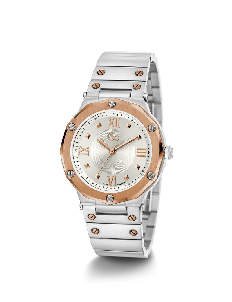 Gc Rose Gold And Silver Watch