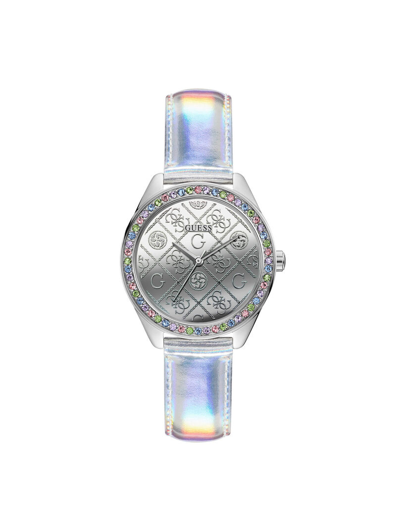 Silver Glitter Logo Watch