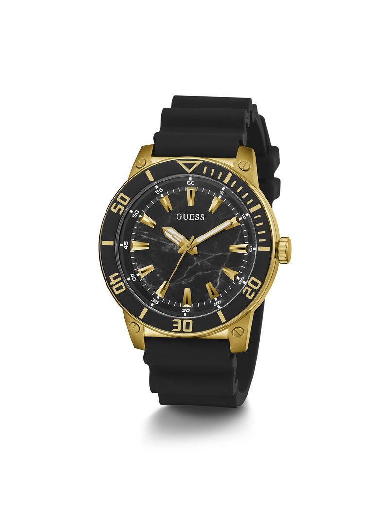 Gold And Black Analog Silicone Watch