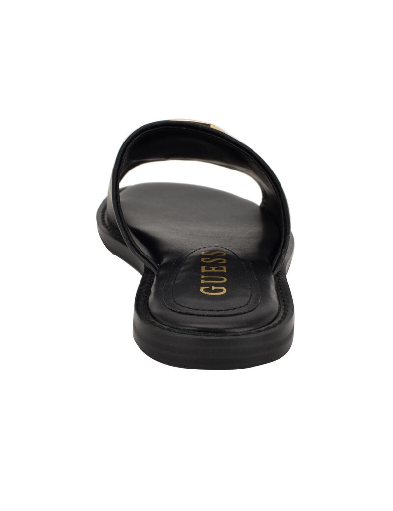 Quattro G Embellished Straw Flat Sandal