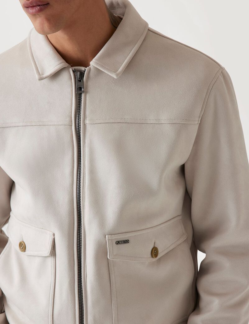 Faux-suede trucker jacket