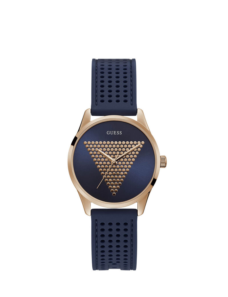 Rose Gold And Blue Logo Watch