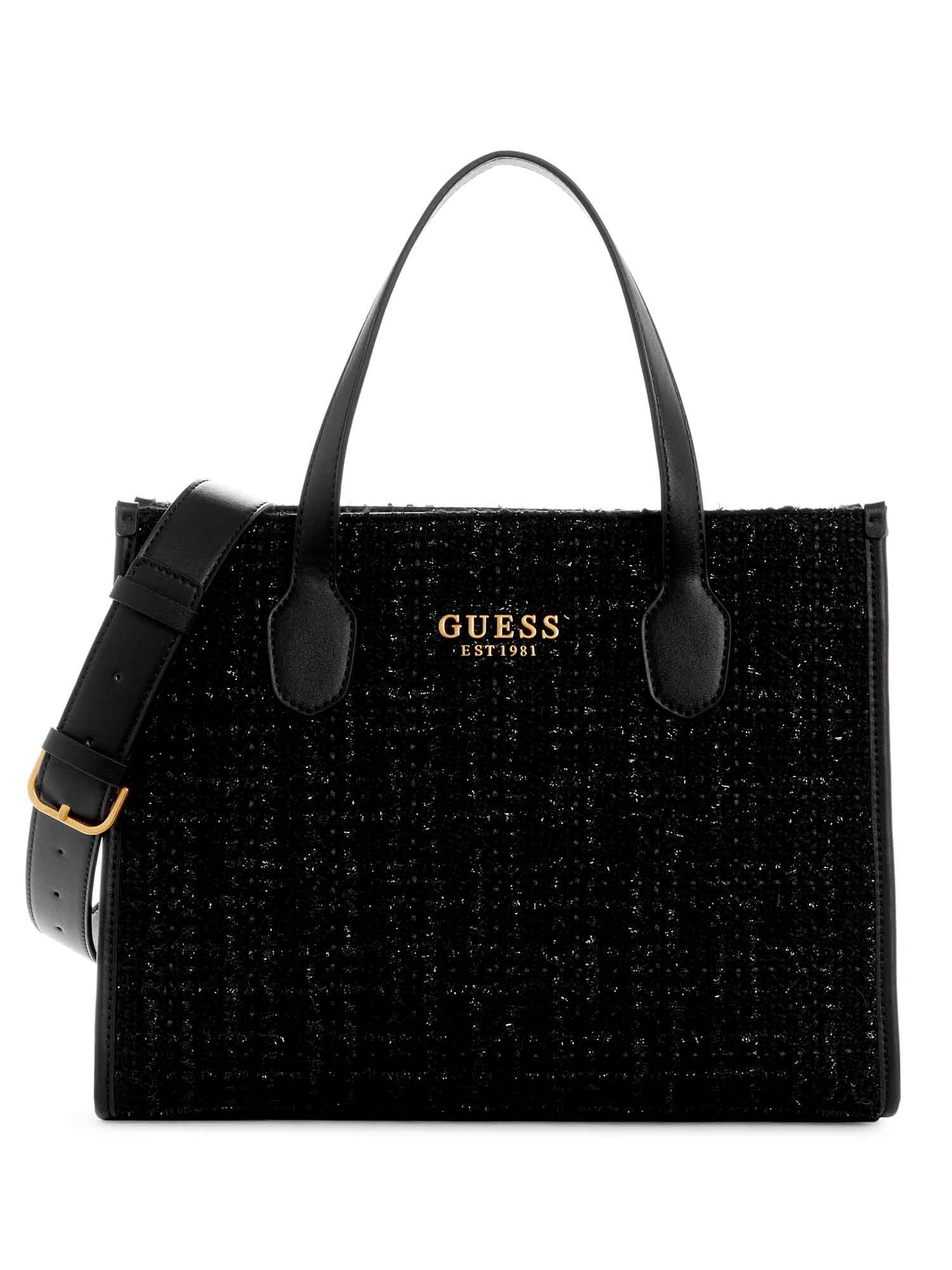 GUESS Silvana Two Compartment Mini Tote Sand Logo