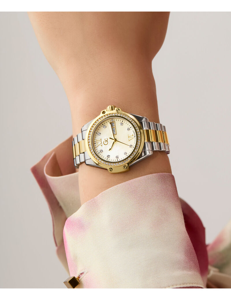 Gc Sportchic Women S 507 Mvmt Champagne Dail 10 Amt Silver Yellow Gold Stainless Steel Brct