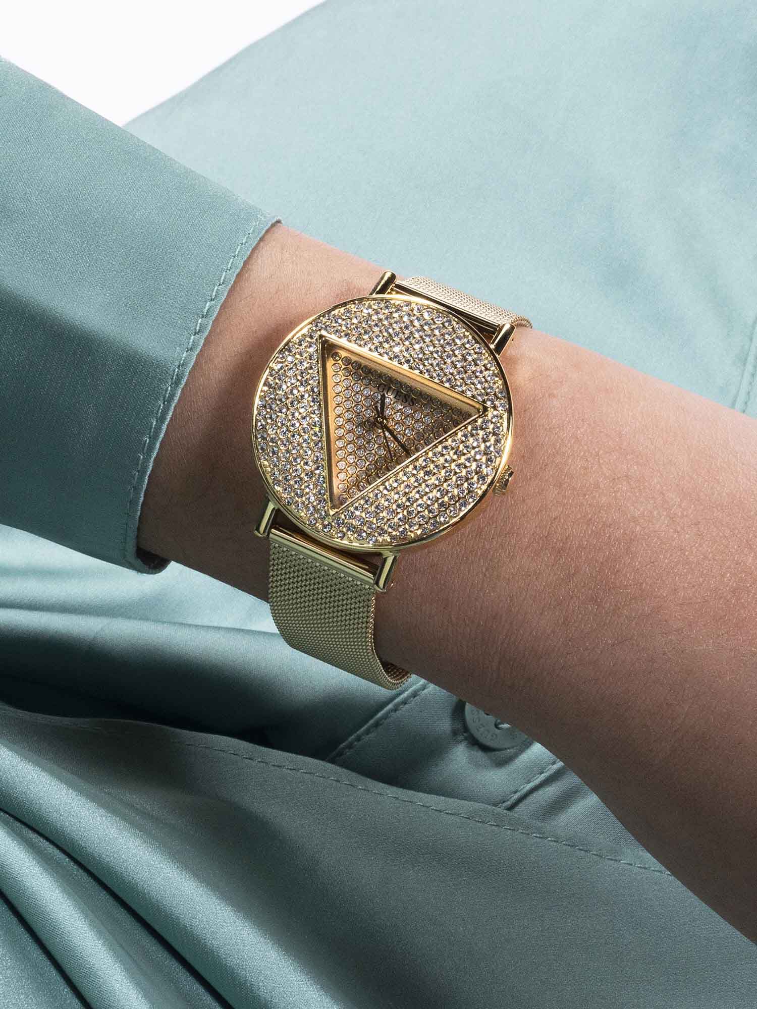 Shop GUESS Online Gold tone Mesh Analog Watch