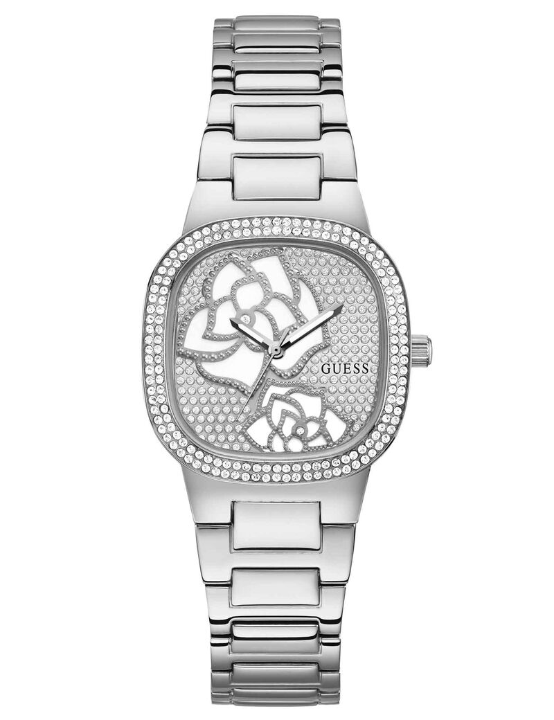 ساعة انالوج بلون فضي