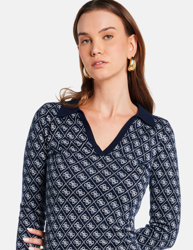 Wool-blend logo mini dress