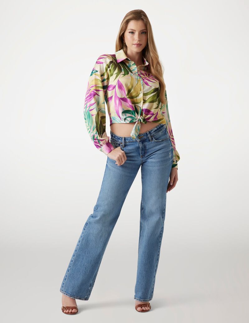 guess cropped satin shirt