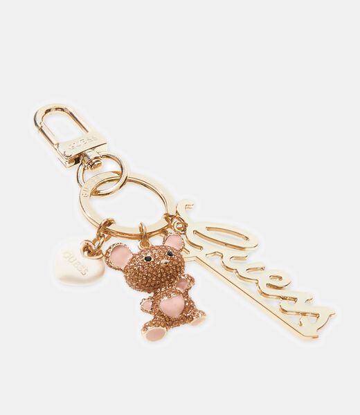 guess logo script teddy keychain