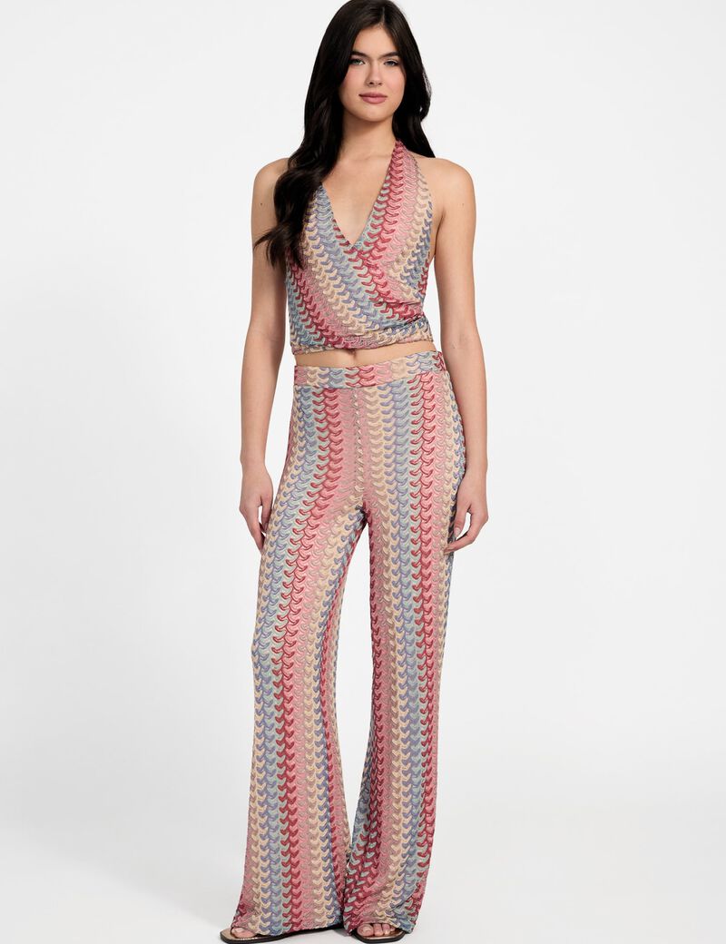 Striped wide-leg pants