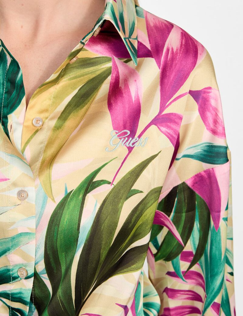 guess cropped satin shirt