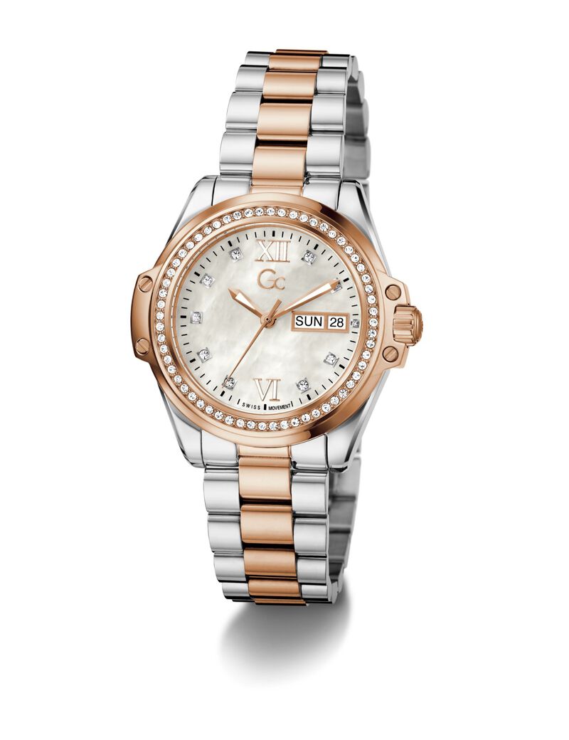 Gc Sportchic Women S 507 Mvmt White Dail 10 Amt Silver Rose Gold Stainless Steel Brct
