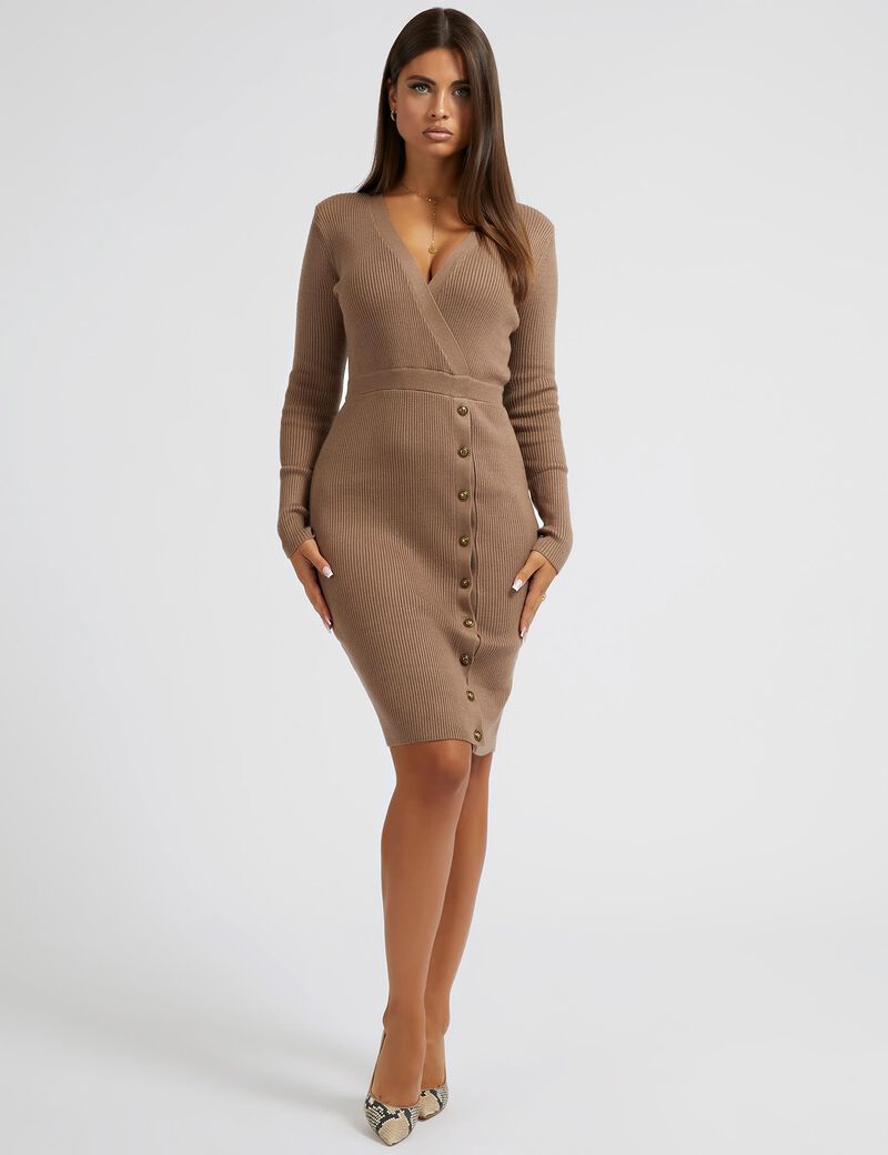 Front Buttons Sweater Dress