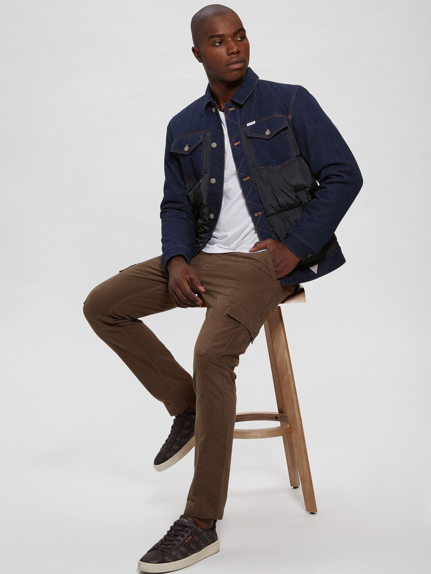 Denim sales puffer coat