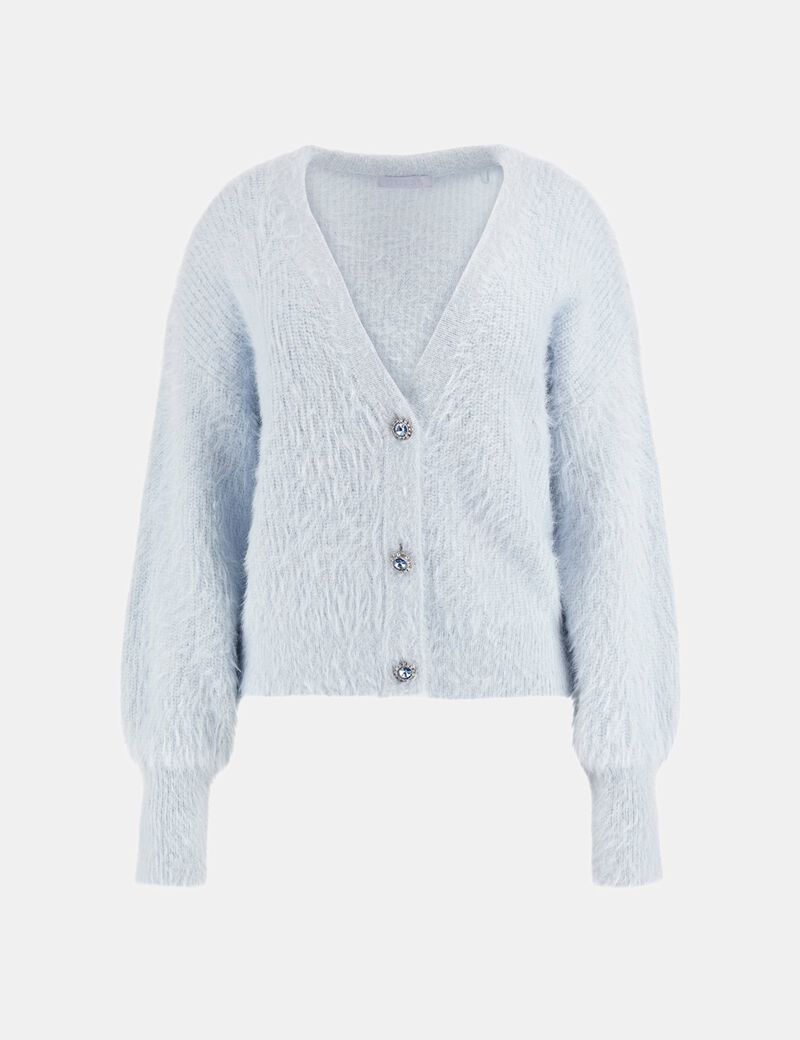 Fuzzy yarn cardigan