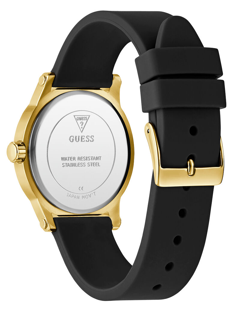 guess ladies black gold tone analog watch