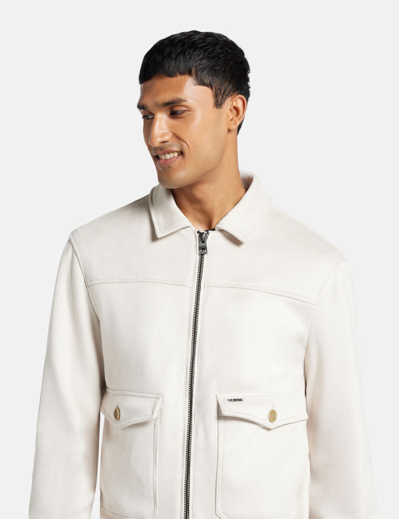 Faux-suede trucker jacket