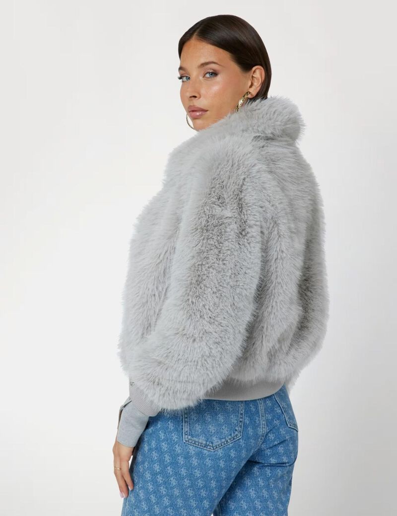 Faux fur bomber jacket