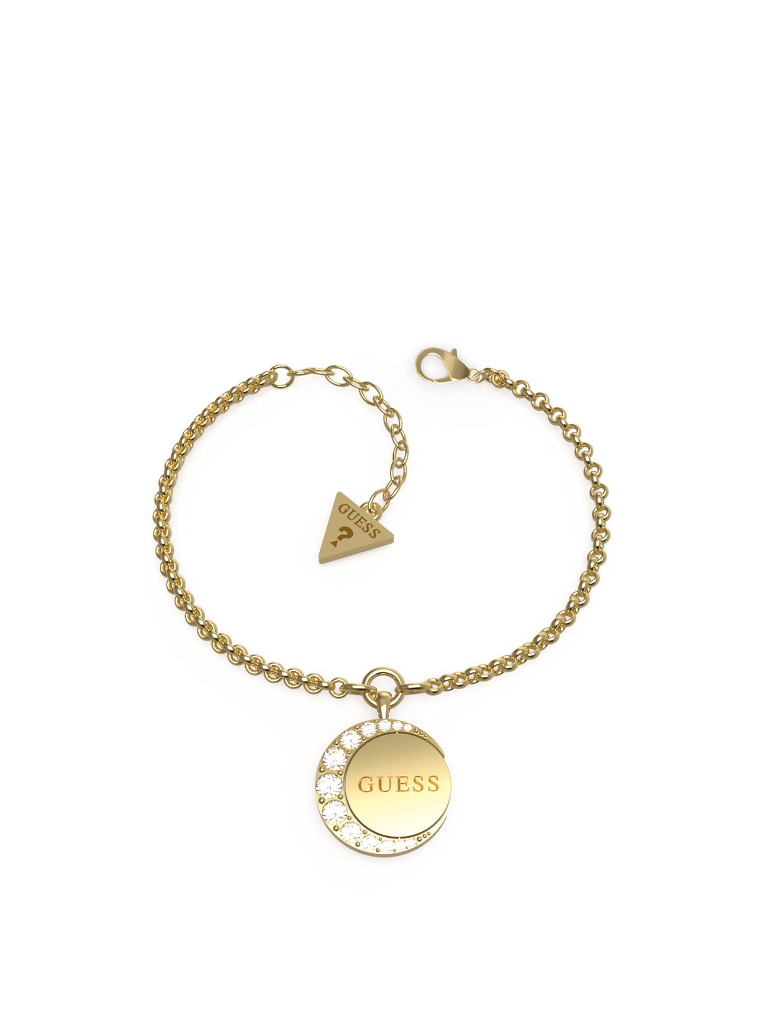 Gold Cresent And Crystal Charm Bracelet