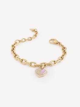 Lilac Double Heart Charm Yellow Gold