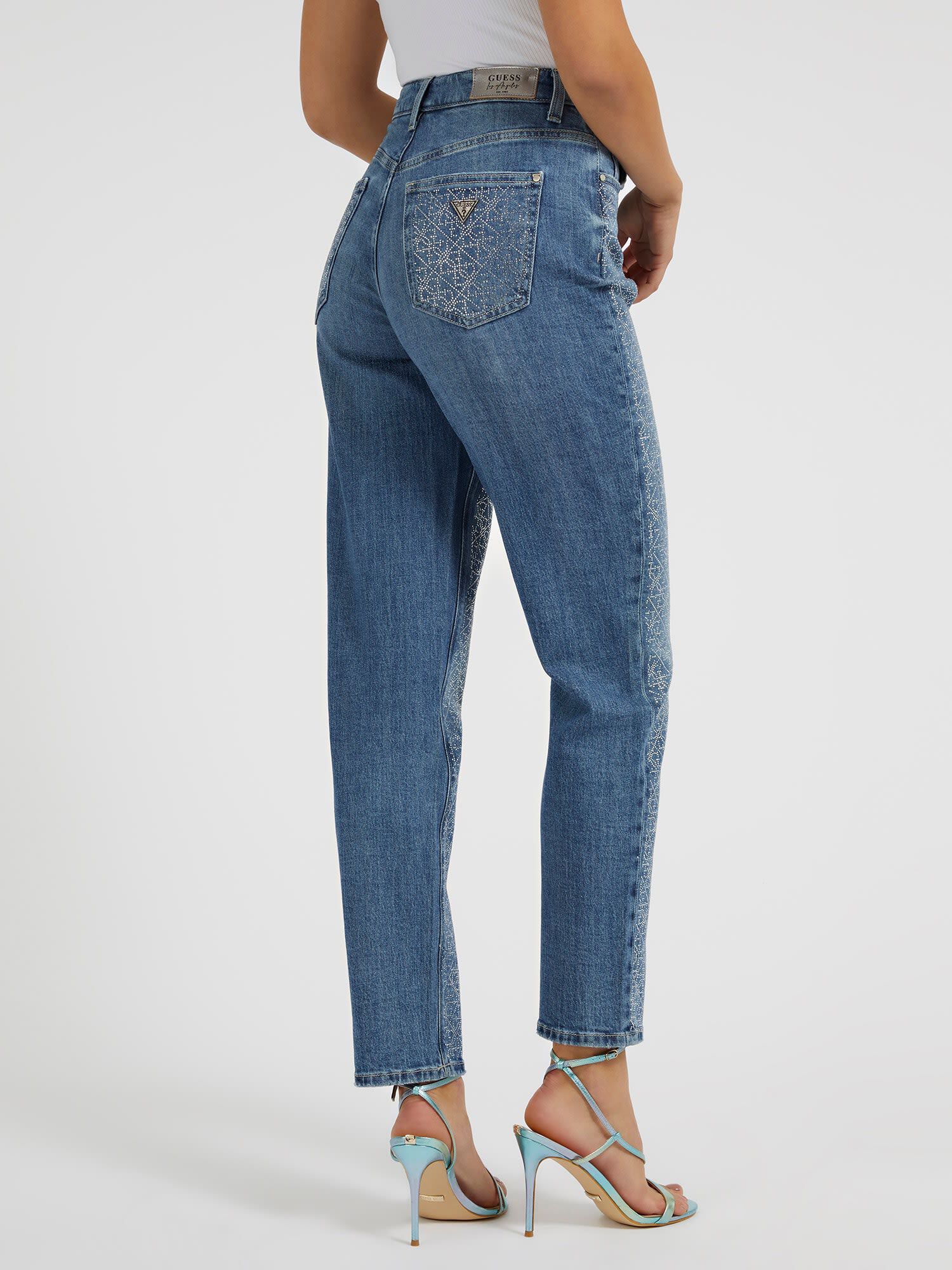 Rhinestones Mom Fit Denim Pant