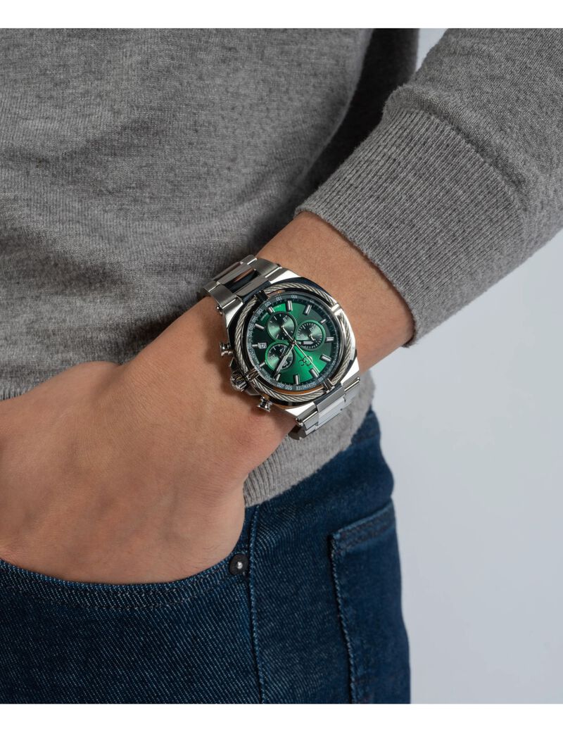 GW IRONCLASS SLV CS GRN DL 43MM QTZ CHRNO SLV SS BRCT FW23