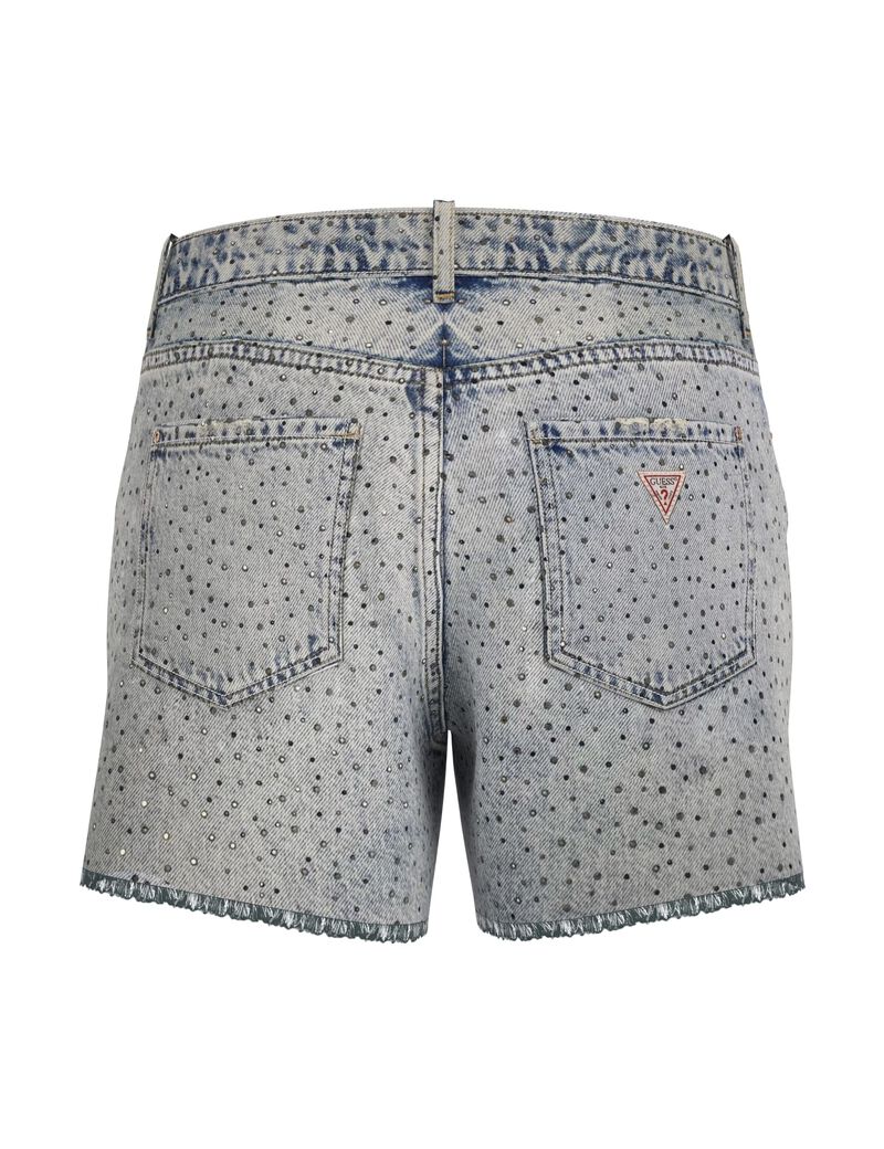 Rhinestone polka-dot jean shorts