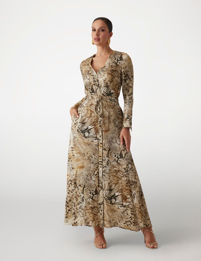 فستان مارسيانو طويل بطبعة حيوانية
