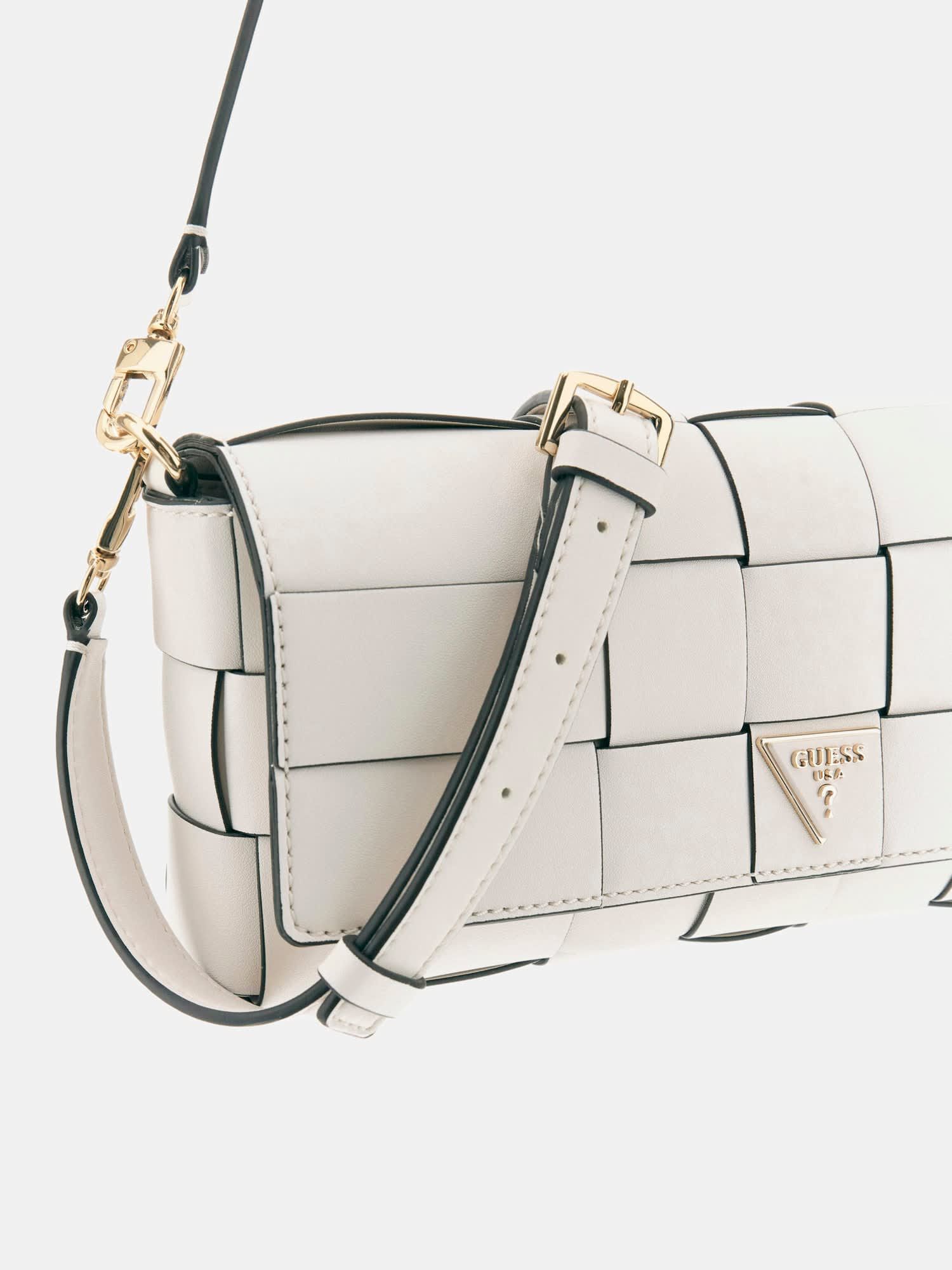 Shop GUESS Maylee Woven Shoulder Bag, White | GUESS UAE