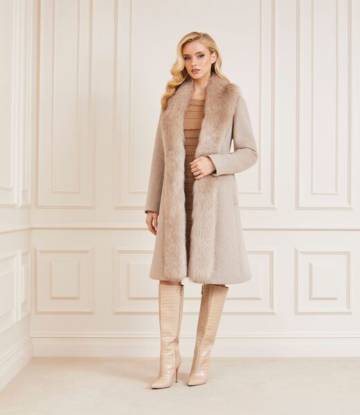 Marciano Faux Fur Wool Blend Coat