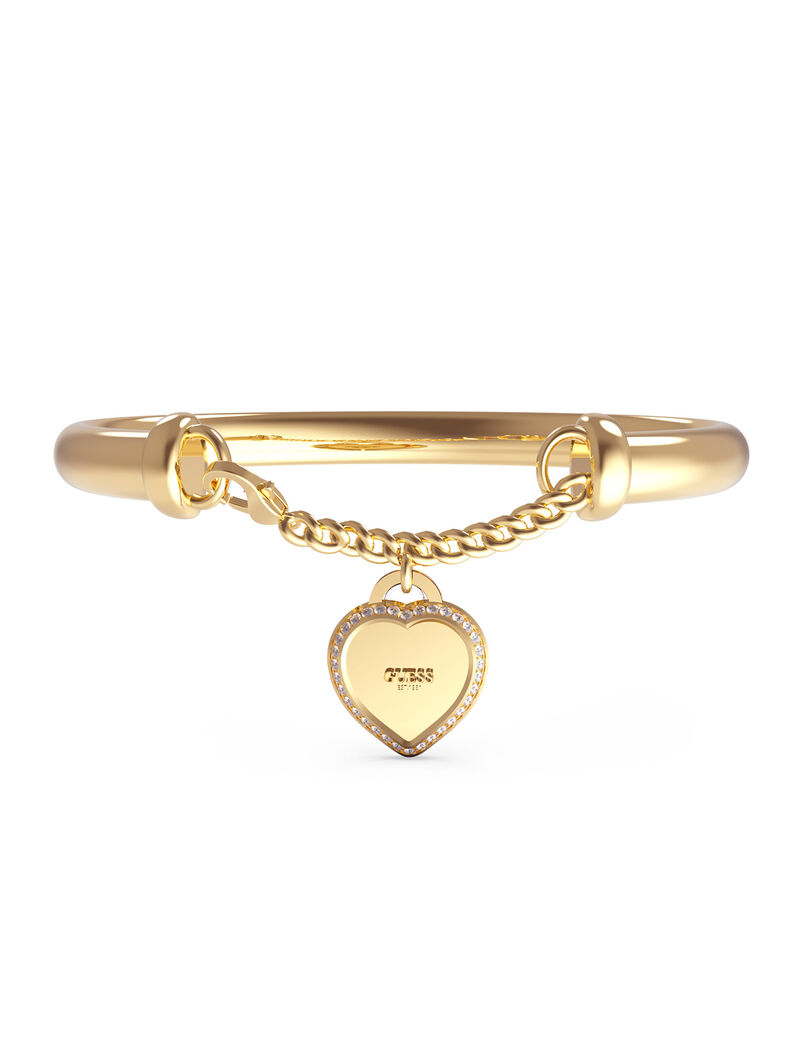 13Mm Heart&White Cubic Zirconia Bangle Yellow Gold