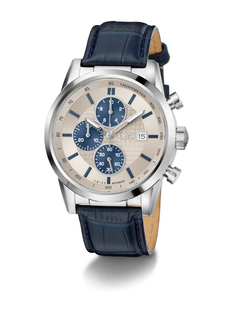 Gc Dress Men S 3540 D Mvmt Beige Dail 10 Amt Blue Genuine Leather Strap