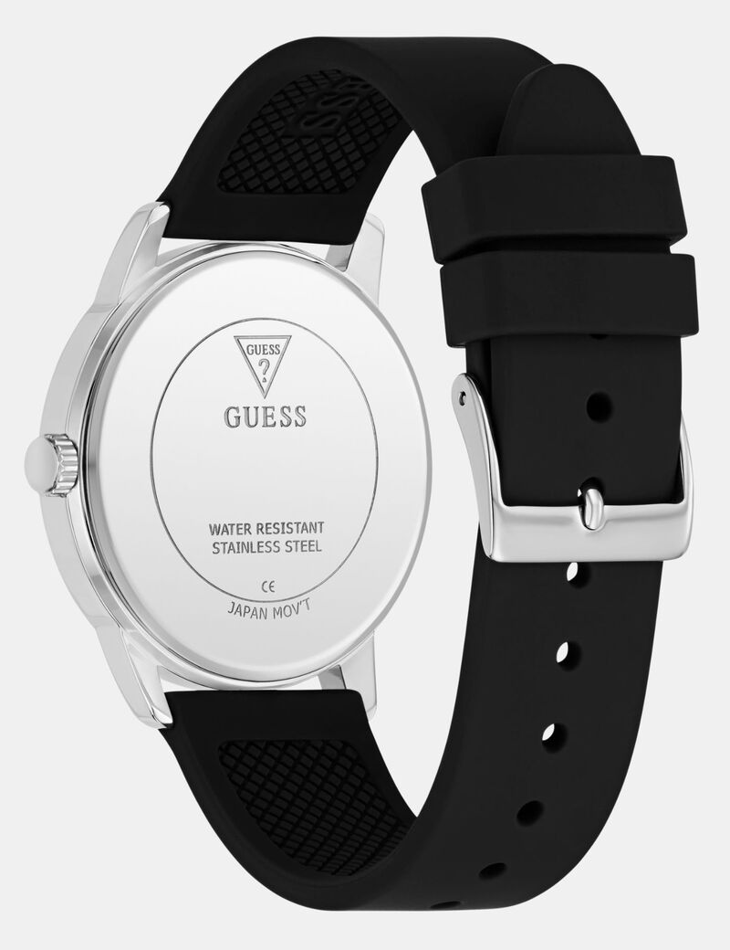 Mens Black Silver Tone Analog Watch