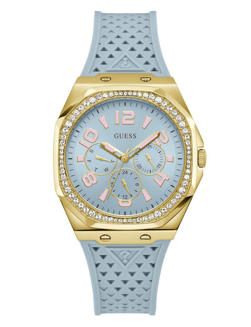 ساعة كوارتز تناظرية من السيليكون باللون الأزرق