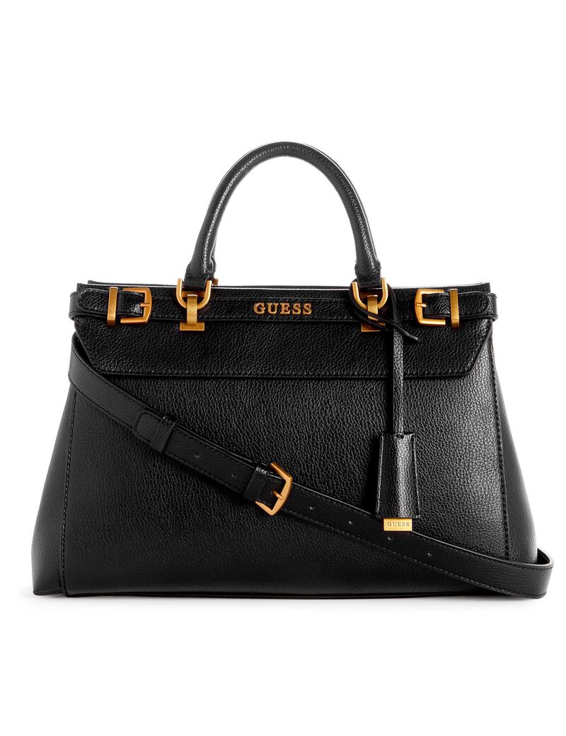 Sac Bandoulière GUESS Salinge Luxury Satchel – Cuir PU Aspect Serpent Noir – Élégant & Spacieux – HWKG9624060