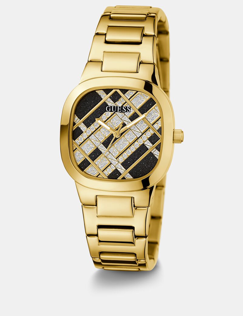 Analogue watch with woven glitter-look detail