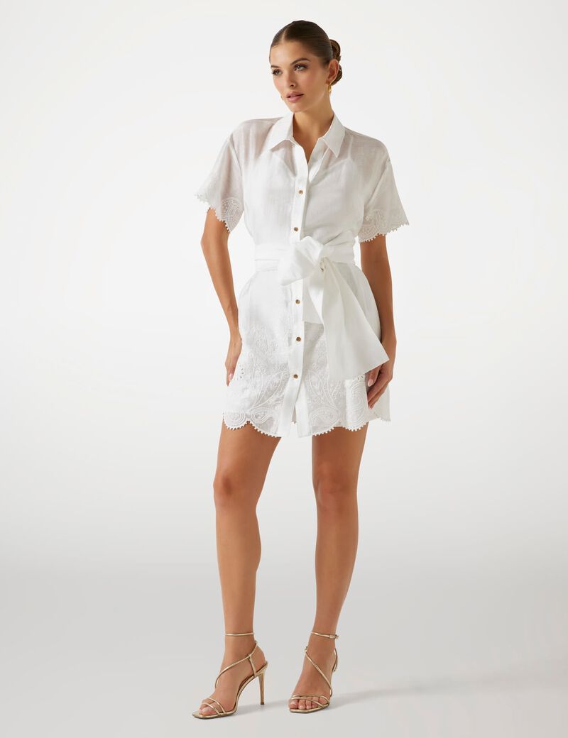 Marciano linen-blend mini dress