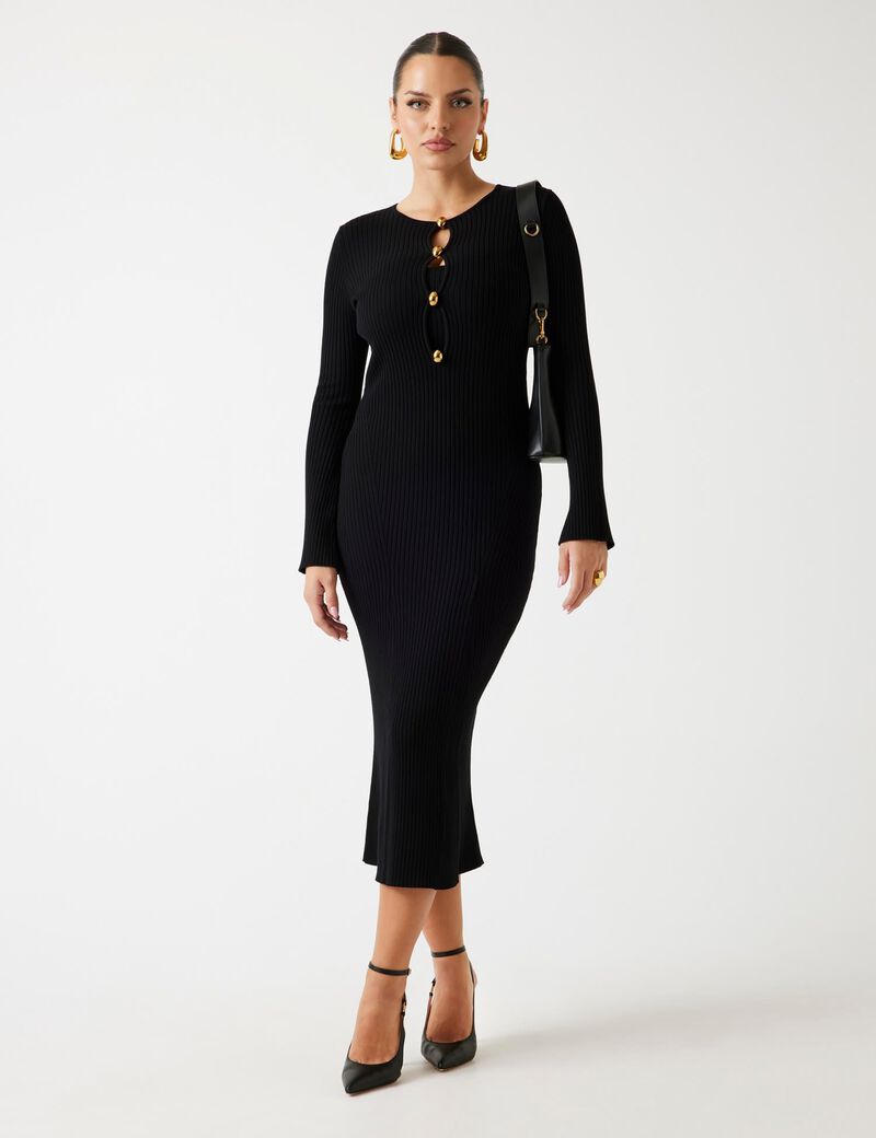 Marciano rib-knit bodycon midi dress