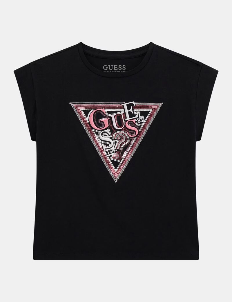 Triangle logo sequins  t-shirt