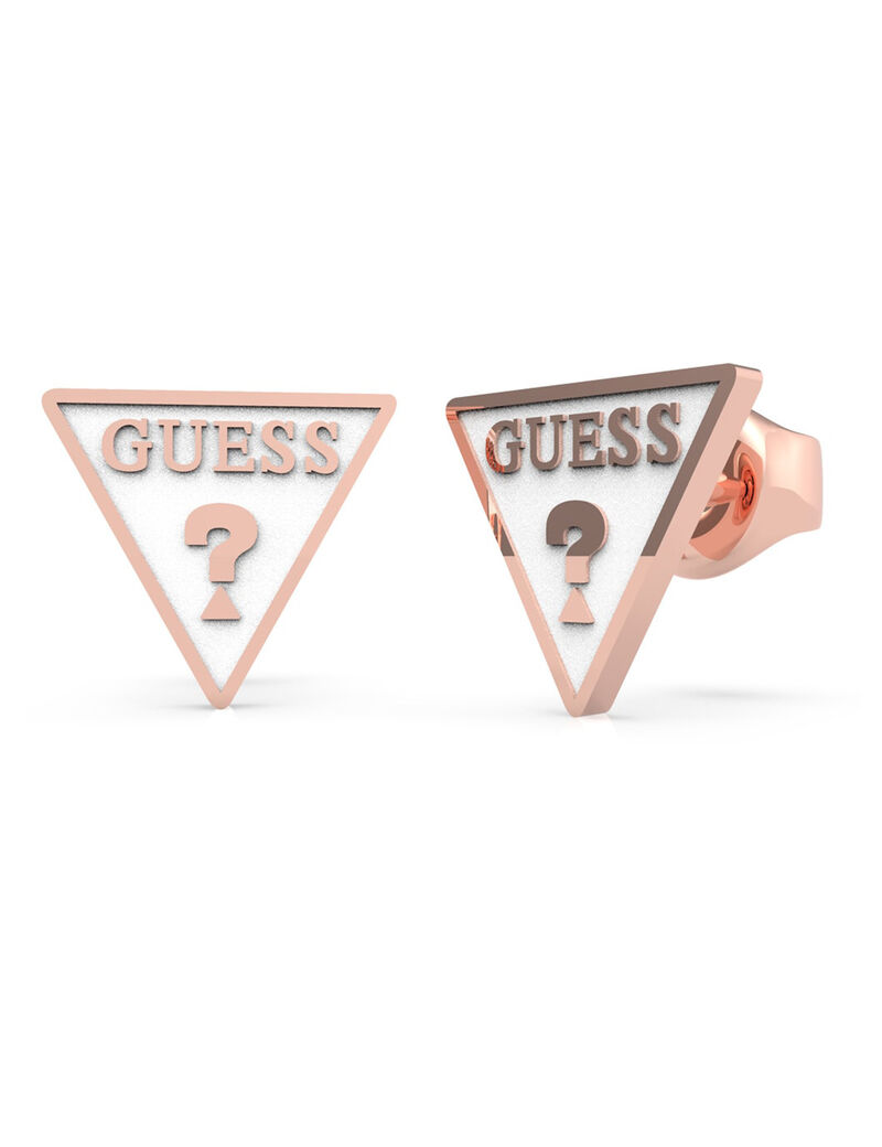 حلق مثلث أبيض مرصع بشعار الماركة